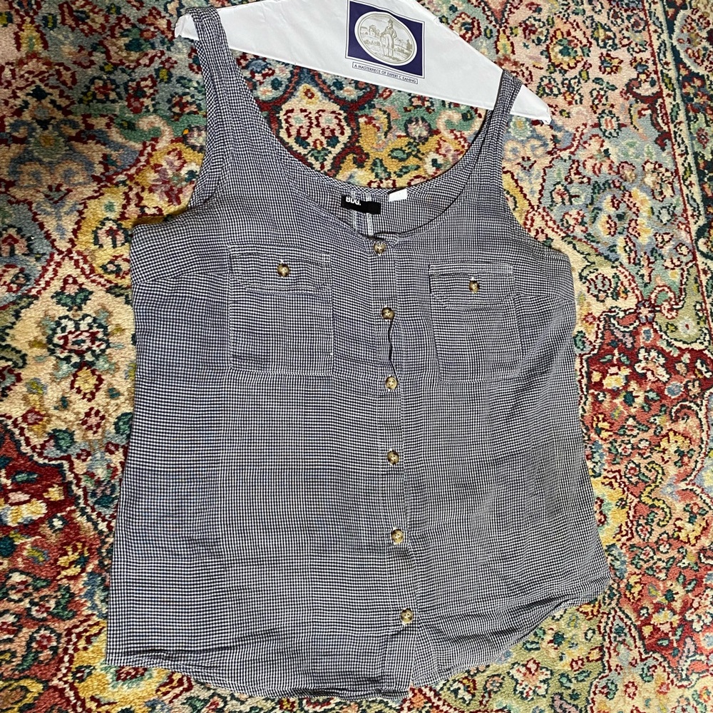 100% cotton blue and White check tank